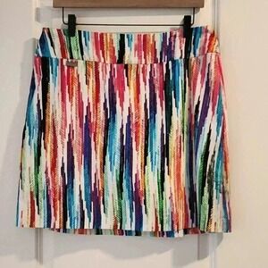 Peck & Peck Skort Size 12 Multicolor Print Skirt Shorts Golf Activewear